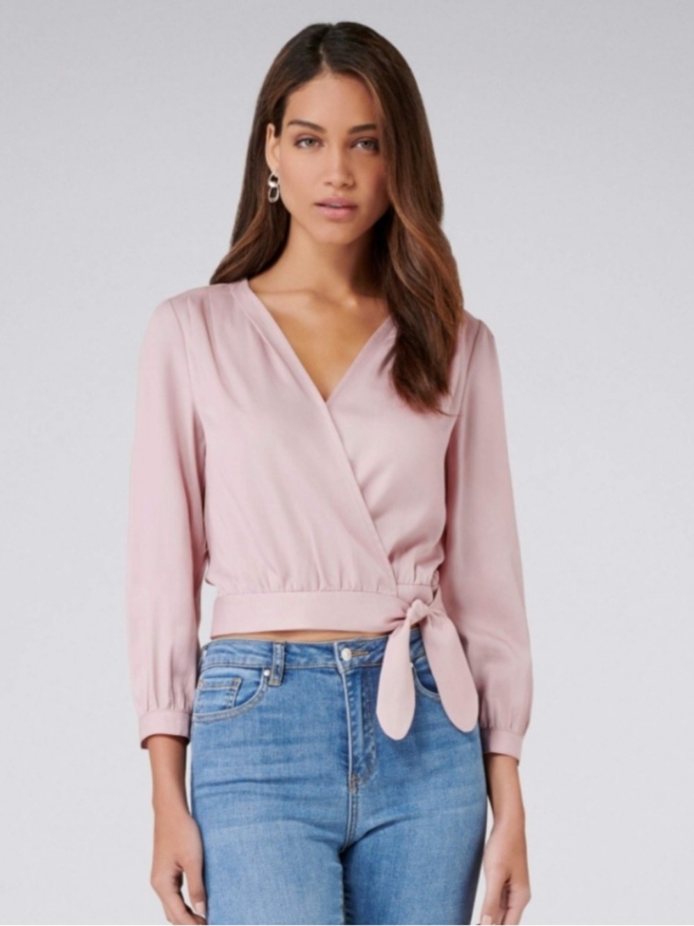 FOREVER NEW AUSTRALIA pink wrap blouse